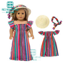 Clothes for doll fits 18 inch american doll Casual dress, straw hat girl Christmas day gift 2024 - buy cheap