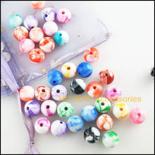 Fashion 50Pcs New Imitation Stone Round Charms Acrylic Spacer Beads Mixed Flower 10mm 2024 - buy cheap