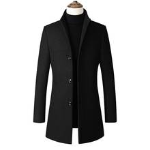 Fashon Men Wool Jacket Men's Casual Wool Coat Slim collar wool coat Men's long cotton collar trench coats dropshipping Z 902 2024 - buy cheap