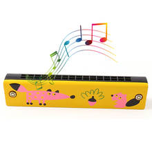 Juguete de madera pintada para niños y niñas, armónica de doble fila de 16 agujeros, juguete de aprendizaje, instrumento Musical, regalo de Navidad 2024 - compra barato