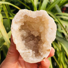 Natural agate geode crystal hole Mineral specimen contains clear crystal clusters healing energy stone Halloween decorations 2024 - buy cheap
