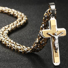 Gothic Bible Cross Crucifix Jesus Pendants Necklaces Stainless Steel Byzantine Link Chain Necklaces for Men Boys Prayer Jewelry 2024 - buy cheap
