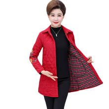 Middle-aged women's Plus cotton Warm Embroidery Shirts Autumn Winter Plus size Women's Casual long Cotton Jacket Coat 5XL F925 2024 - buy cheap