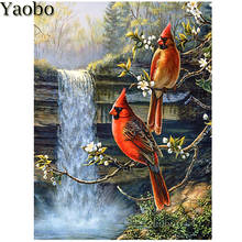 5d diy Алмазная картина птица водопад алмазные комплекты для вышивки/мозаики полный квадратный Круглый сверлильный Стразы лесной пейзаж Новый 2024 - купить недорого