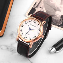 Men's Women's Quartz Watch Arabic Numerals Big Dial Watch for Couple Retro Brown Black Leather Strap Wristwatch Montre Homme 2024 - buy cheap