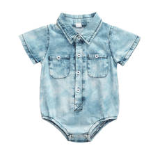 Citgeett Summer 0-12M Newborn Infant Baby Boys Rompers Denim Shorts Sleeve Jumpsuits Outfits 2024 - buy cheap
