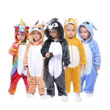 Пижама Кигуруми для детей, пижамы для девочек, аниме, единорог, панда, детские костюмы, пижамы для мальчиков, зимняя Пижама для детей 2024 - купить недорого