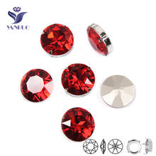Круглые стразы YANRUO 1201 Rivoli, 27 мм, светящиеся красные стразы K9, стекло с когтями, круглые алмазные камни для одежды 2024 - купить недорого