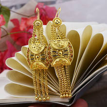 Brincos etíope dubai árabe brincos de cor dourada para mulheres meninas joias de casamento brinco presente 2024 - compre barato