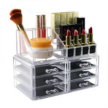 Organizador de maquillaje con 6 cajones, caja de almacenamiento de joyas, soporte para labial y cosméticos, Caja de almacenamiento transparente de plástico, ahorro de espacio 2024 - compra barato