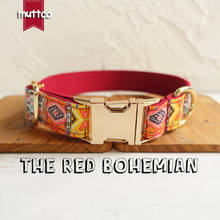 MUTTCO retailing fashion handmade soft stubborn dog collar with bow tie THE RED BOHEMIAN dog collar leash 5 sizes UDC055J 2024 - buy cheap