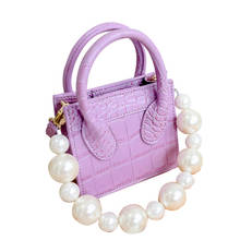 Mini bolso cuadrado con perlas para mujer, bandolera de piel sintética con patrón de cocodrilo, estilo Retro, 2021 2024 - compra barato