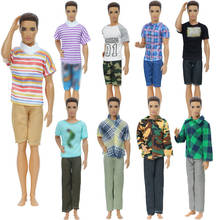Roupa de boneca para barbie ken, roupa casual diária masculina, camiseta, calças, acessórios de roupas, brinquedo, 1 conjunto 2024 - compre barato