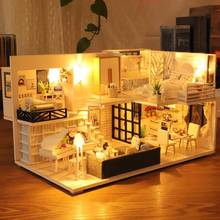 Casa de muñecas de madera para niños, maqueta de casa de muñecas hecha a mano, elegante arquitectura, montaje en miniatura, juguetes, regalos 2024 - compra barato