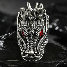 Anel dominening masculino de dragão, joias estilo punk, cristal vermelho, animal mau olhado, anéis para homens, festa, melhor presente 2024 - compre barato