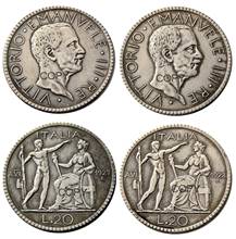 Italy 20 Lire 1927 or 1928 R 2pcs Silver Plated Copy Coins 2024 - buy cheap