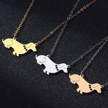 QIMING Handmade Dachshund Wiener Dog Pendant Necklace For Women Girls Pet Lover Animal Jewelry Stainless Steel Necklaces 2024 - buy cheap
