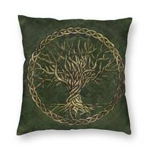 Green And Gold Tree Of Life Cushion Cover Double-sided Vikings Yggdrasil Throw Pillow Case for Sofa Custom Pillowcase Decoration 2024 - buy cheap