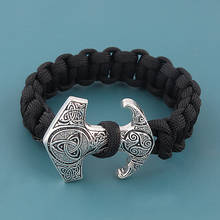 Black Norse Viking Bracelets Men Thor Mjolnir Hammer Paracord Amulet Runes Beads Hand Made Rope Wrap Scandinavian Bangles Gift 2024 - buy cheap