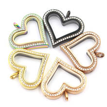 5 Colors Heart Crystals Stainless Steel Magnetic Floating Locket Pendant Glass Memory Lockets for DIY Necklace 2024 - buy cheap