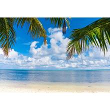 7x5ft Гавайский Золотой морской пляж голубое море пальмовое дерево для путешествий на заказ фотостудия фон виниловый баннер 220 см x 150 см 2024 - купить недорого