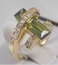 Frete grátis anel de cristal verde azeitona dourado hot: 7 8 9 2024 - compre barato