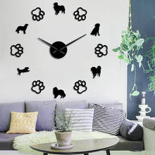 Frameless kooikerhondje cão raças 3d diy relógio de parede com pegada bonito do cão presente para amante do cão auto adesivo relógio de acrílico mudo 2024 - compre barato