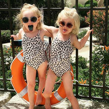 В наличии в США, купальник для маленьких девочек с леопардовым принтом, купальник, пляжный купальный костюм 2024 - купить недорого