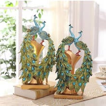 Artesanías de escultura de pavo real de estilo europeo, regalos creativos de boda, decoración de escritorio de fieltro de resina 2024 - compra barato