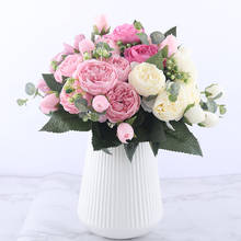 Искусственные цветы для свадьбы, букет розы, 5 головок и 4 бутона, 30 см 2024 - купить недорого