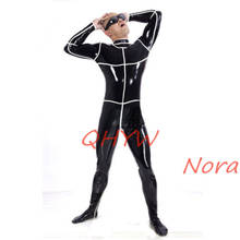new sexy exotic male handmade customize Latex Catsuit Black White trimzentai cekc fetish Bodysuits Back Zipper lingerie for men 2024 - buy cheap