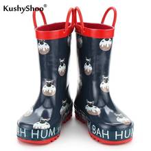 Cushysapo botas de chuva para crianças, borracha à prova d'água cães com alça botas de chuva para meninos, sapatos para chuva de bebês, calçados para água 2024 - compre barato