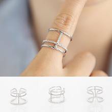 Correntes de cristal multicamada da moda feminina, anéis de dedo abertos estilo boho para mulheres. estrela coreana, cor prata 2024 - compre barato