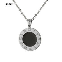 XLNT Roman Numerals Pendant Necklace Titanium Stainless steel Chain Necklace Silver Color Inlaid Enamel Fashion Women Jewelry 2024 - buy cheap