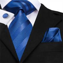 SN-3167 New Blue Striped 8.5cm 100% Silk Jacquard Woven Men Tie Necktie Hanky Cufflinks Set Wedding Classic Pocket Square Tie 2024 - buy cheap