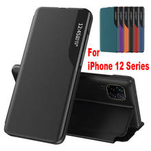 Capa espelhada inteligente para iphone, capa de couro pu com flip e tela, para iphone 12 mini 11 pro max se 2020 x xr xs max 8 7 6 plus 2024 - compre barato