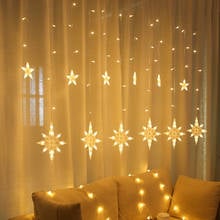 LED Curtain Garland on The Window 220V Remote Control Christmas Polaris Moon and Star Fairy Light New Year Christmas Decorations 2024 - buy cheap