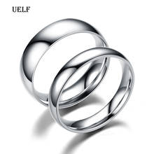 Uelf 4mm 6mm 316 Titanium Stainless Steel Couple Ring Silver Color free shipping 2024 - buy cheap