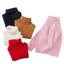Одежда для маленьких мальчиков и девочек; Детские повседневные теплые свитера с длинными рукавами; пуловер; вязаный свитер с высоким воротником; одежда для малышей 2024 - купить недорого
