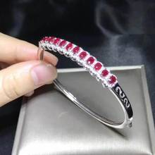 100% Natural And Real Ruby bangle Bracelet Solid S925 Sterling Silver For Women Color  Fine Jewelry 2024 - buy cheap