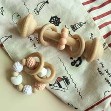 3 Pcs/Set Baby Newborn Teething Bracelets Crochet Elk Soother Infants Wooden Beads Rattle Teether Nursing Toys 2024 - buy cheap