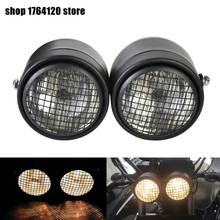 Motorcycle Dominator Grill Front Twin Dual Headlight Double Headlamp Black 2PCS Headlamp For Harley Cafe Racer Bobber Custom 2024 - buy cheap