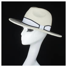 100% Wool White Women Fedora Hat For Elegant Lady Wide Brim Jazz Church Hat Autumn Party Hat Fascinator Cap Size 56-58CM 2024 - buy cheap