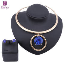 Fashion Crystal Bib Chokers Necklaces For Women Statement Metal Geometric Collar Necklace Earring Jewelry Set 2024 - buy cheap