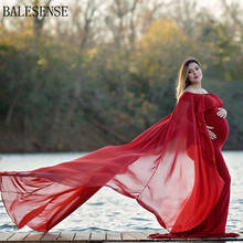 Vestido de chiffon xale, vestido maxi dress elegante para fotografia de maternidade sem ombro, vestidos de maternidade para sessão de fotos 2024 - compre barato