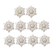 10x цветы Flatback пуговицы Стразы искусственный жемчуг украшения для свадьбы 2024 - купить недорого