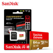 Двойной Флеш-накопитель SanDisk Extreme карты памяти 32 Гб 64 Гб 128 ГБ 256 U3 V30 4K Micro SD карты для мобильного телефона Карта SDXC с адаптером селфи-стик Memoria карты SD карты памяти 2024 - купить недорого