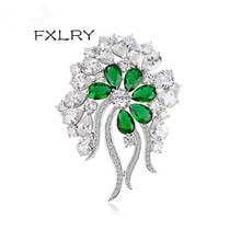 FXLRY New Arrive Romantic Fashion Women White ZC AAA Cubic Zircon ,The Flowers Brooches Sweater Coat Accessories 2024 - buy cheap