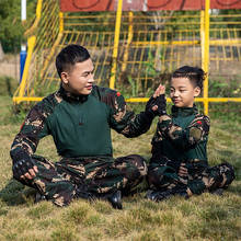Conjunto de roupas camufladas masculinas, jaqueta militar tática com calças, conjunto de roupas para crianças e adultos equipamentos para treinamento ao ar livre 2024 - compre barato