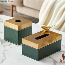 Nordic Light Luxury Tissue Box Decoration High-end Luxury Household Golden Metal Leather Drawer Box Living Room Decoration 2024 - buy cheap